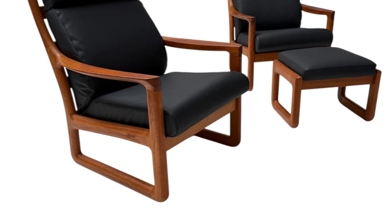 Mid-Century Modern Chairs and Hocker by Johannes Andersen for Silkeborg, 1960s